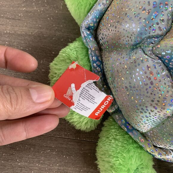 Aurora The Turtle Hand Puppet Green Plush Stuffed Animal Full Body 10" Blue Eyes - Picture 6 of 16